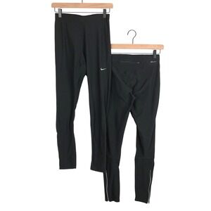Lot of 2 Nike Dri-FIT Running Pants Sz M Black Zipper Ankle Pocket Training